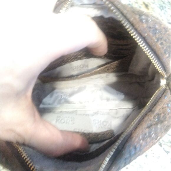 Michael Kors Women's Python Embossed Hamilton Leather Crossbody Brown Small - Picture 9 of 12